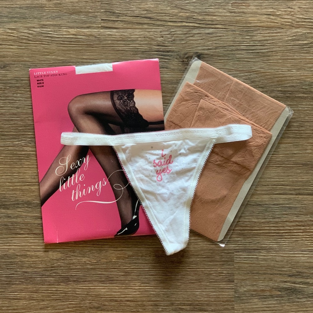 I Said Yes Bridal V String and Thigh Highs Bundle
